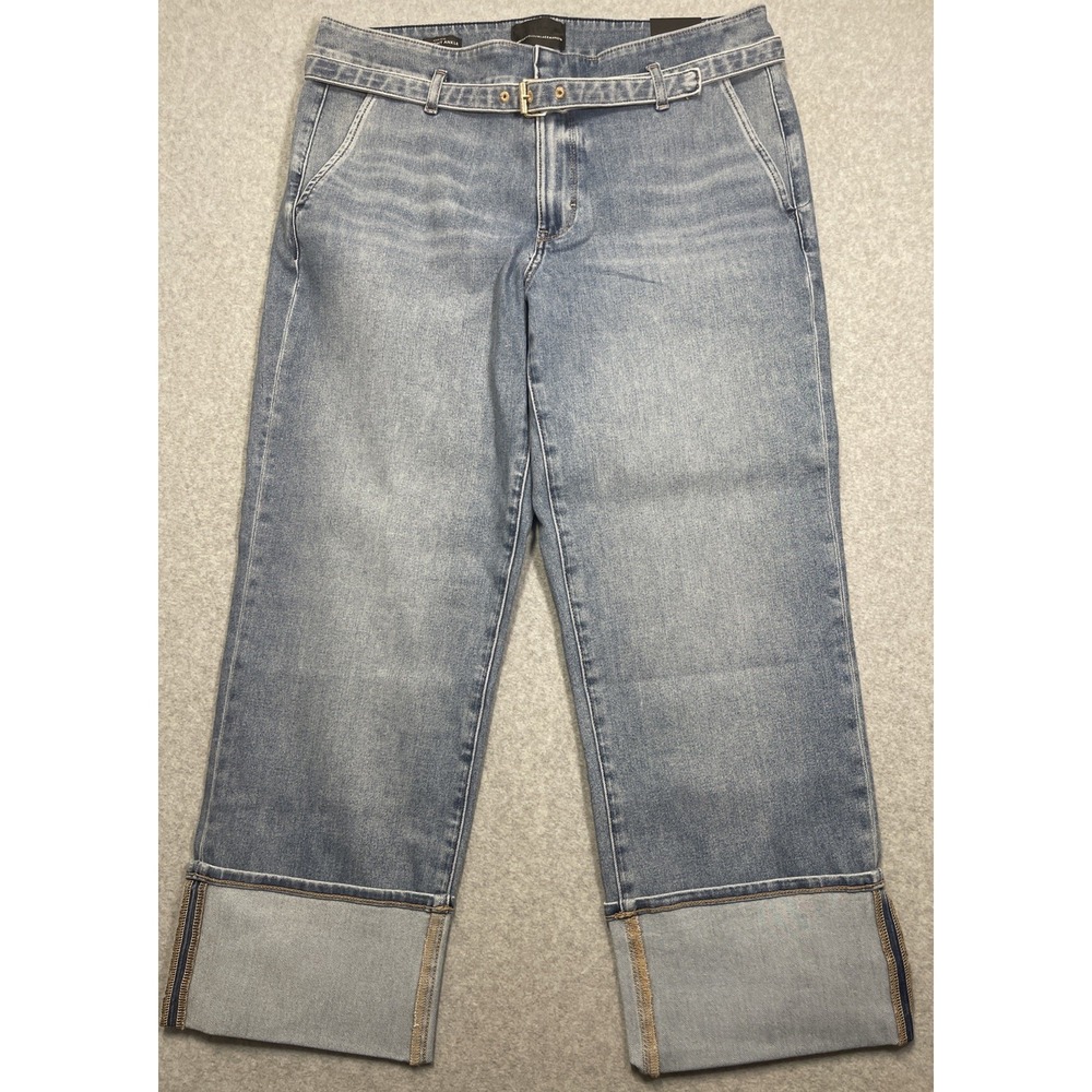 White House Black Market Womens Jeans 14R High Rise Straight Ankle Cuffed